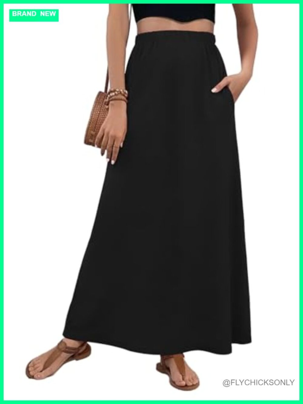 Women Maxi Skirt Elastic Waist with Pockets Bohemian Aztec Beach